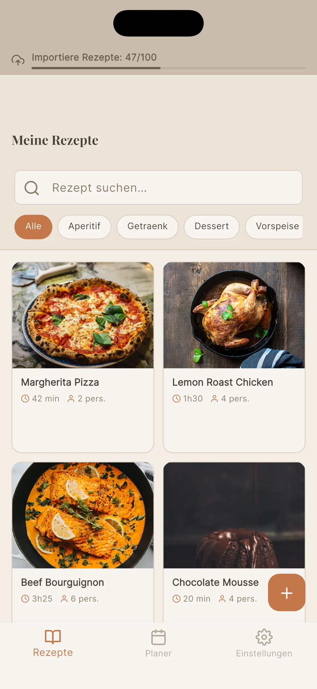 Laufender Paprika-Import in der Cookfolio-Bibliothek