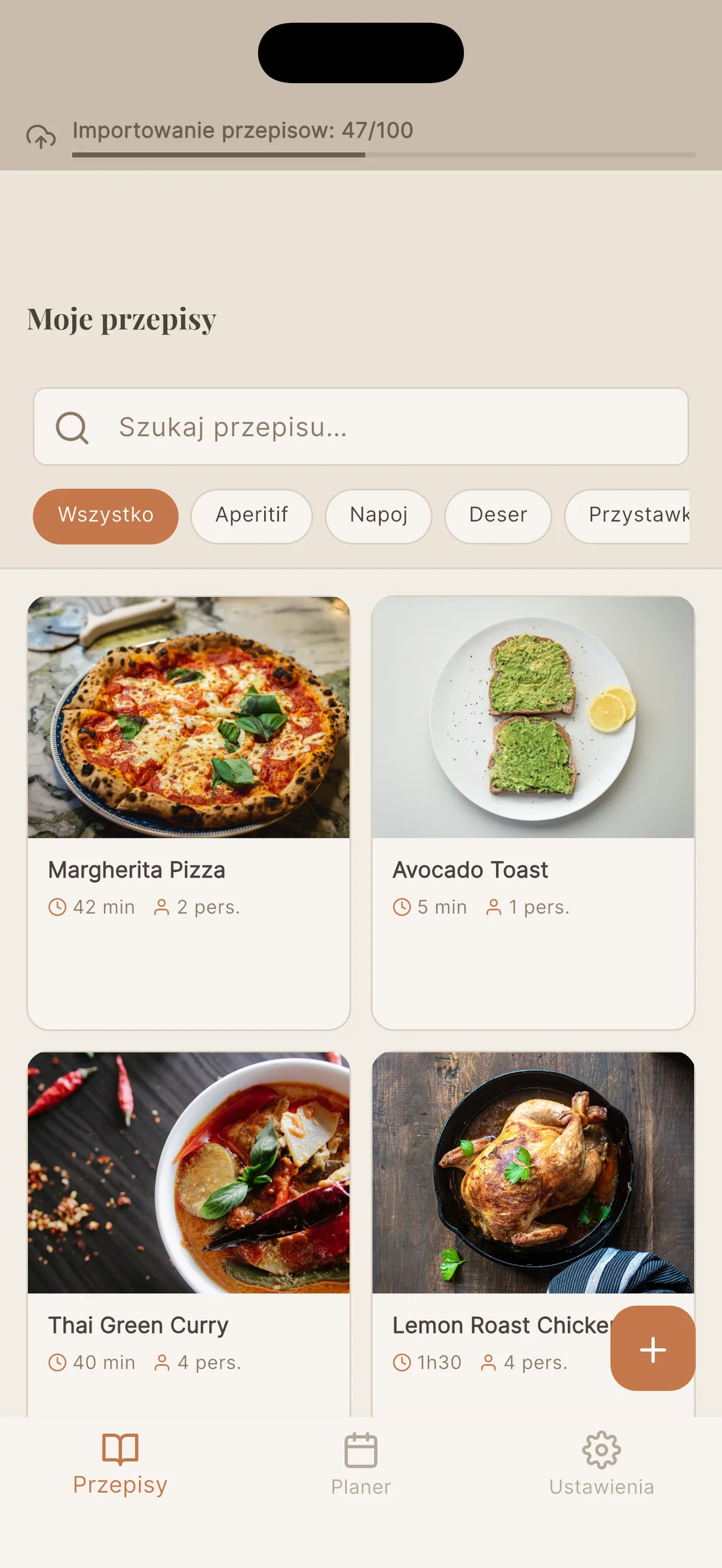 Trwający import z Paprika w bibliotece Cookfolio